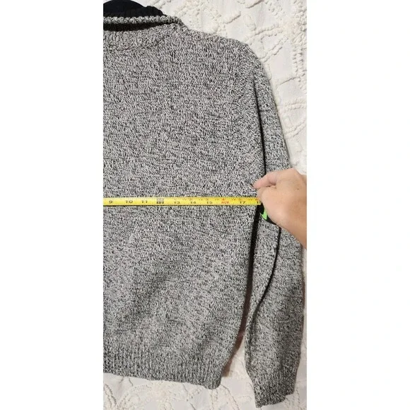 Izod Boys Quarter Zip Sweater Sz M 10 / 12 Black Ivory Preppy Schoolboy Speckled - Picture 9 of 12